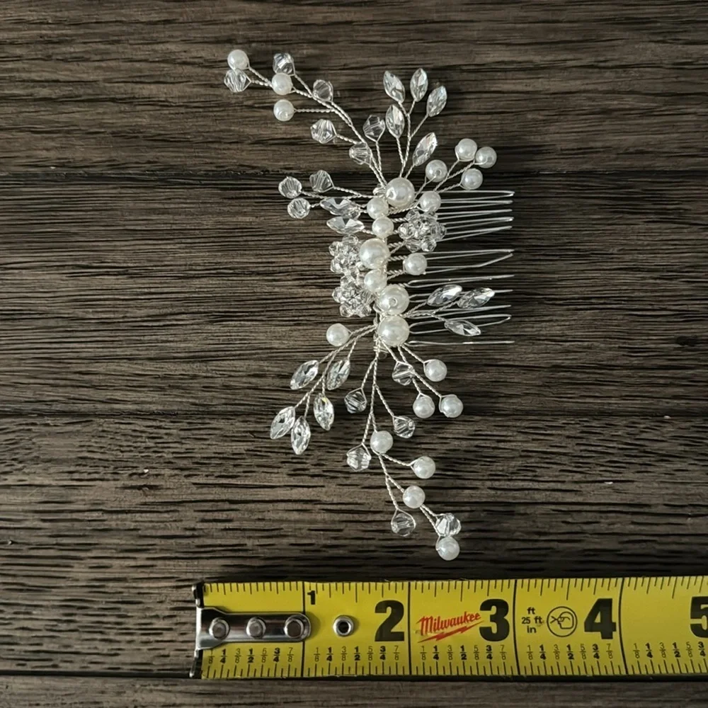 Bridal Flower Girl Silver Boho Wedding Gala Hair Comb Clip Hair Accessory